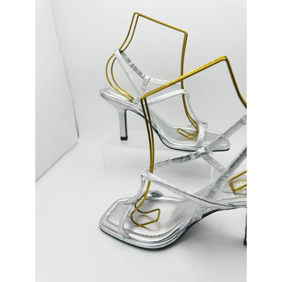 Frame Le Addison silver Metallic Leather Strappy Summer Sandals 37 - Picture 7 of 11